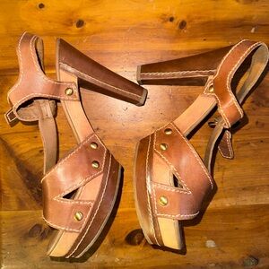 Franco Sarto “The Artists Collection” Brown Strappy Heeled Sandals Sz 8.5